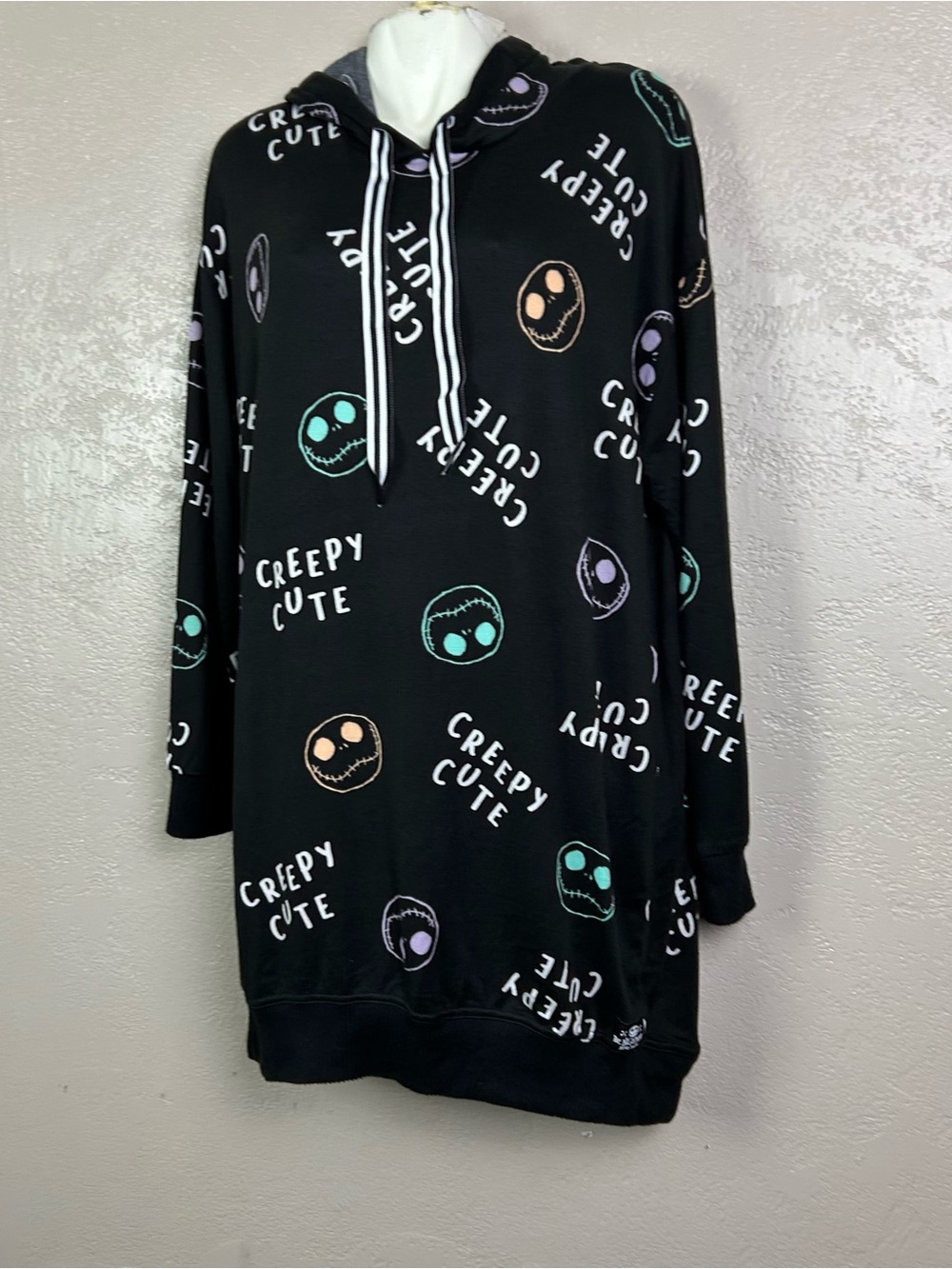 Choose 5 for $30 Disney Black 'Creepy Cute' Hooded Nightshirt with Pastel Faces - Picture 13 of 16